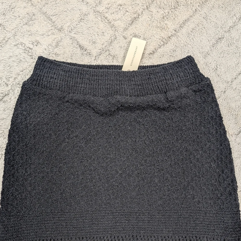 Anthropologie Skirt Womens S Black Crochet Knit Textured Lined Mini NEW